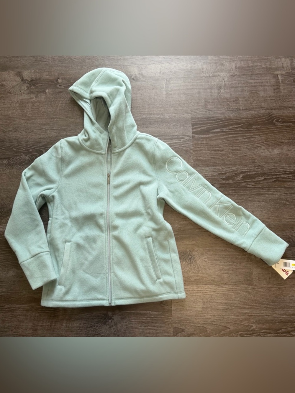 Calvin Klein women Mint Hooded Fleece Zip Jacket